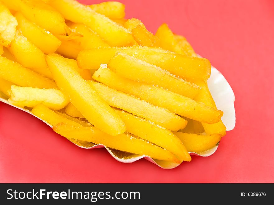 Golden,deep fried - french fries.close up.