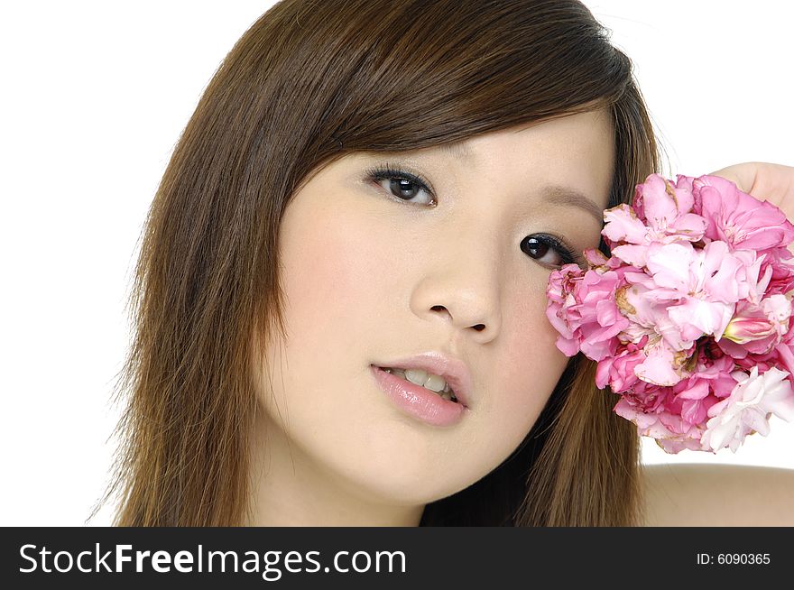 Asia beautiful girl with flower