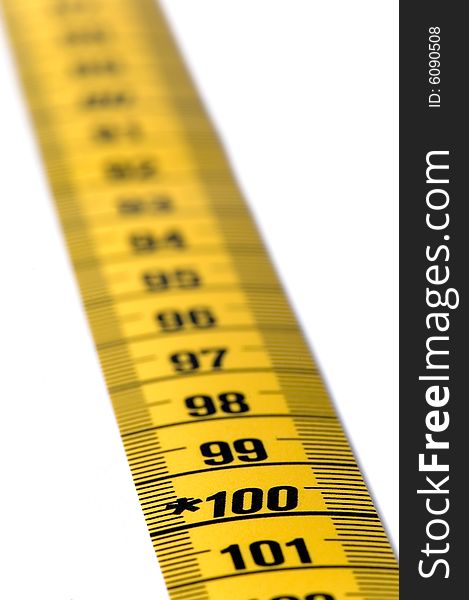 Measuring tape details over a white background