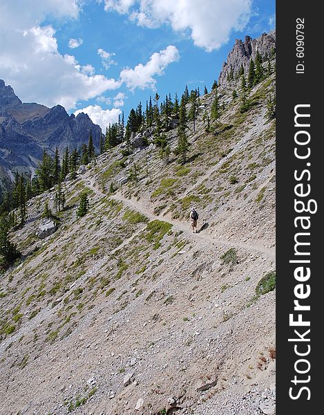 Hiking trail in rocky mountains