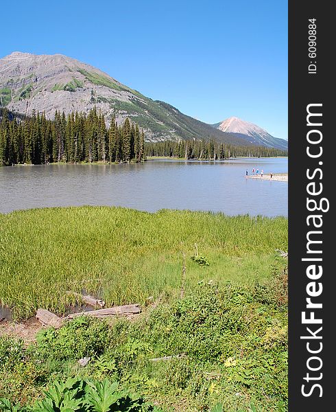 Landscapes of snow mountains, and hillside lake in banff national park. Landscapes of snow mountains, and hillside lake in banff national park