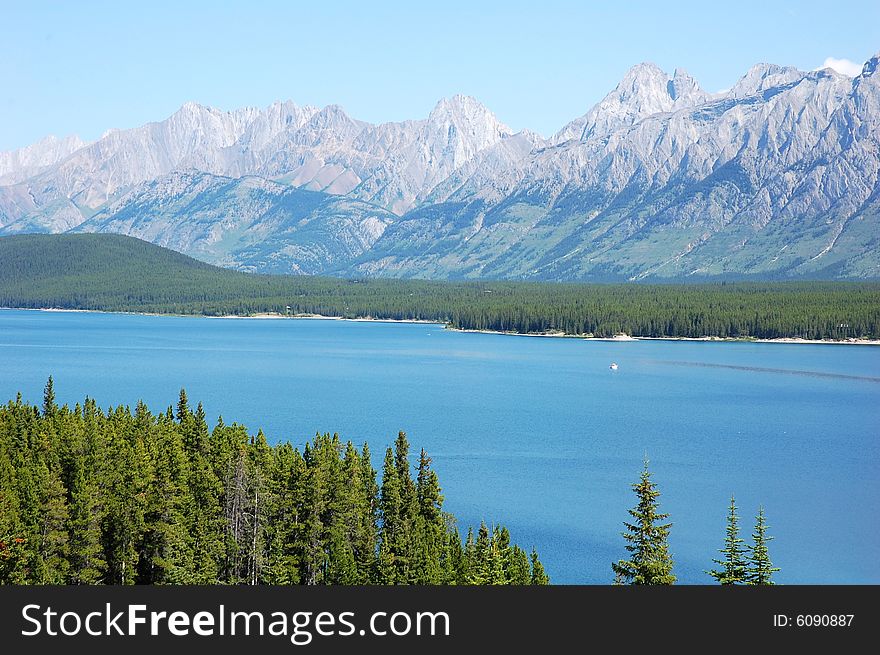 Summer view of lower kananaskis lake, alberta, canada. Summer view of lower kananaskis lake, alberta, canada