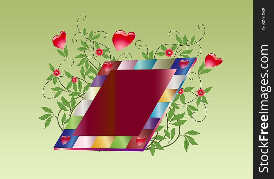 Multicolored floral board frame with mild color background. Multicolored floral board frame with mild color background