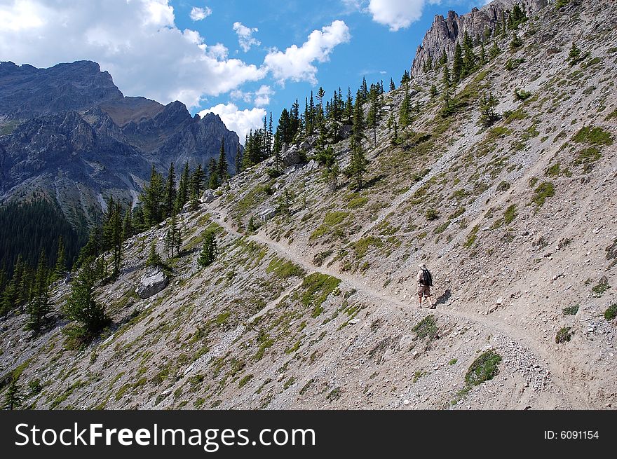 Cory pass hiking trail in banff national park, alberta, canada. Cory pass hiking trail in banff national park, alberta, canada