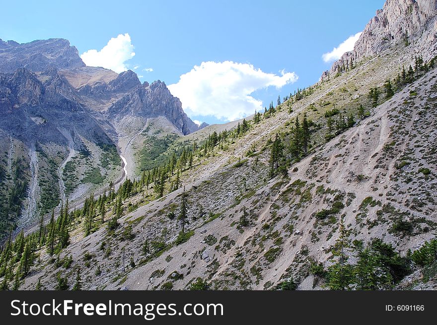 Cory pass hiking trail in banff national park, alberta, canada. Cory pass hiking trail in banff national park, alberta, canada