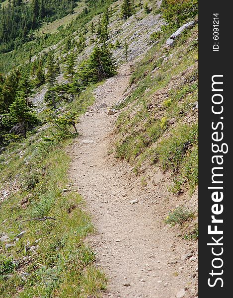 Hiking trail in rocky mountains