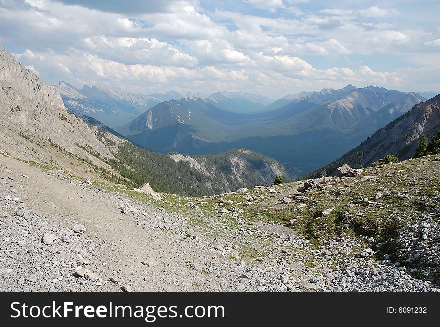 Hiking trails to the top of mountain indefatigable, kananaskis country, alberta, canada. Hiking trails to the top of mountain indefatigable, kananaskis country, alberta, canada