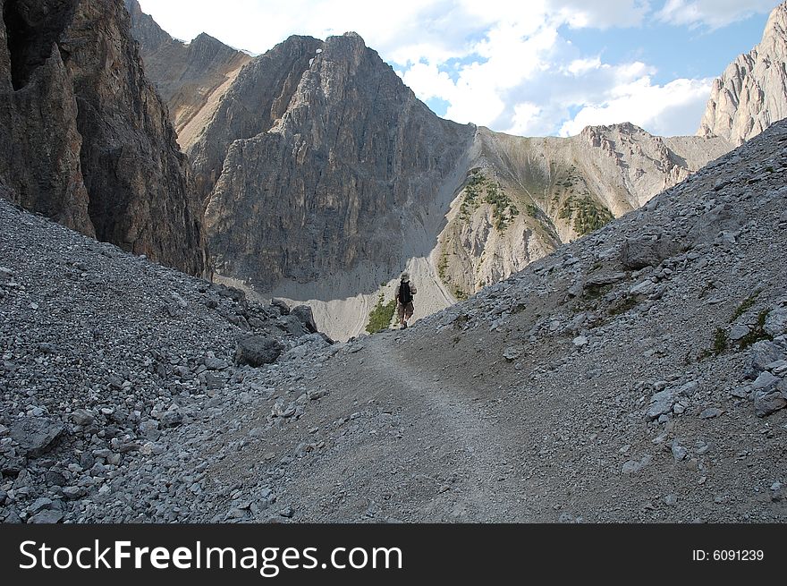 Hiking trail in rocky mountains