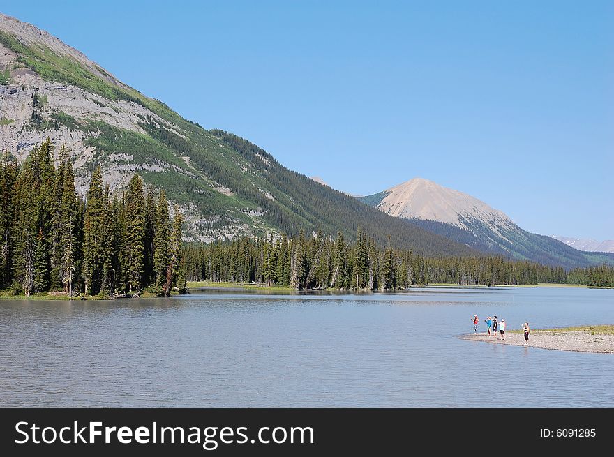 students learning how to fish in Kanaskis country, alberta, canada. students learning how to fish in Kanaskis country, alberta, canada