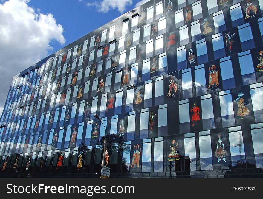 Reflection of sky and clouds