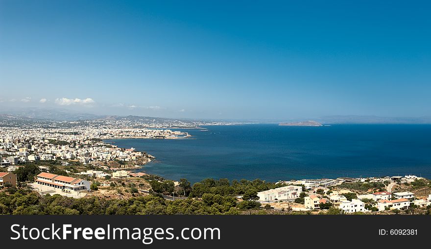 Panoramic seascape. Rethymno city. Crete.Greece.