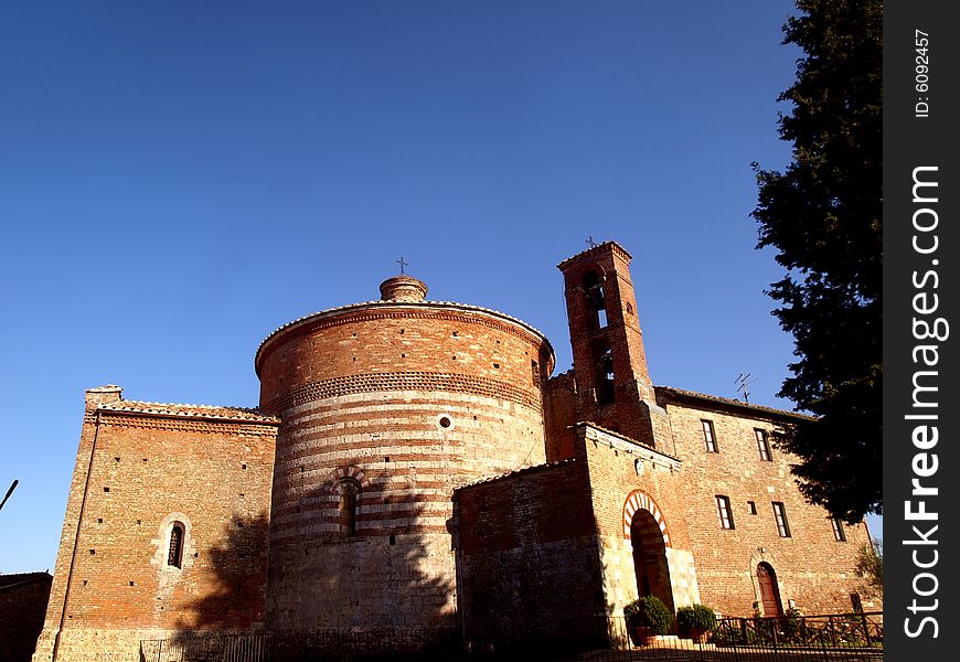 Landscape of Montesiepi Hermitage in Tuscany