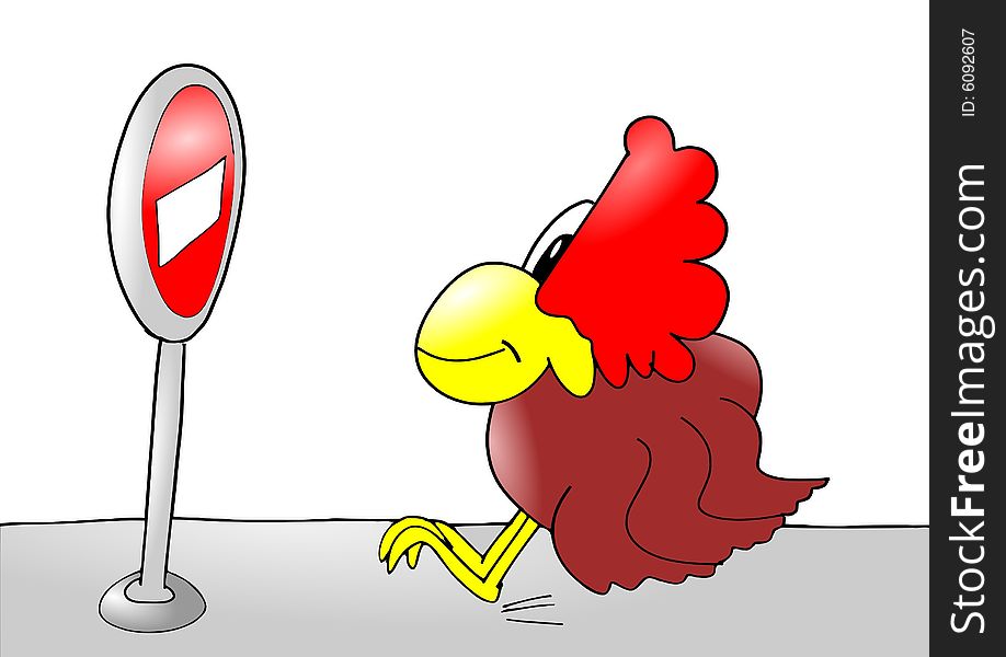 Illustration of a comic cartoon rooster. Illustration of a comic cartoon rooster