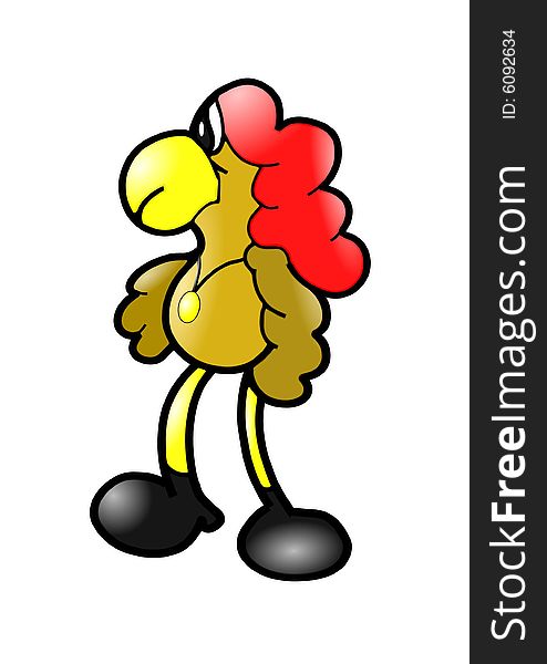Illustration of a comic cartoon rooster. Illustration of a comic cartoon rooster