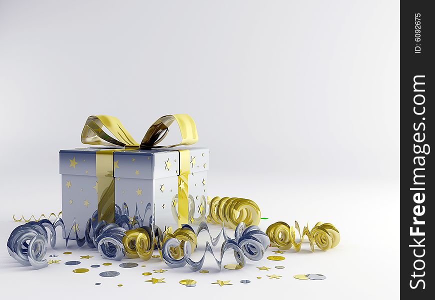 3d render illustration of decorations and christmas gifts