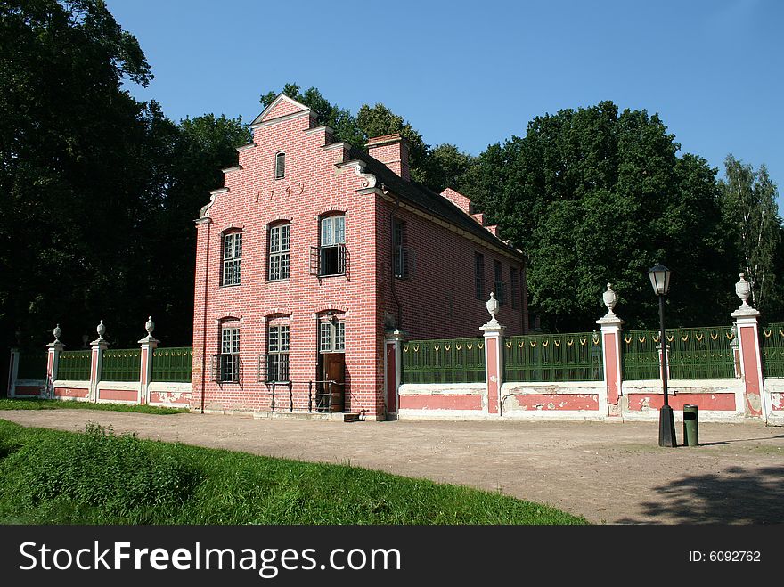 Pavilion the Dutch small house at a pond in ancient manor Sheremetev Kuskovo's column in Moscow. Pavilion the Dutch small house at a pond in ancient manor Sheremetev Kuskovo's column in Moscow