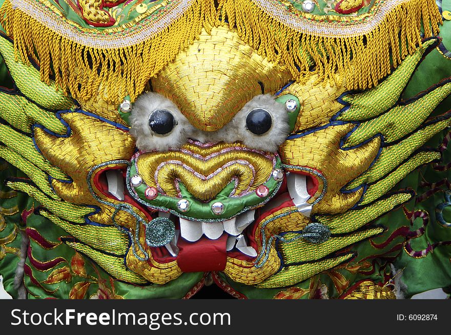 A colorful Asian temple dragon