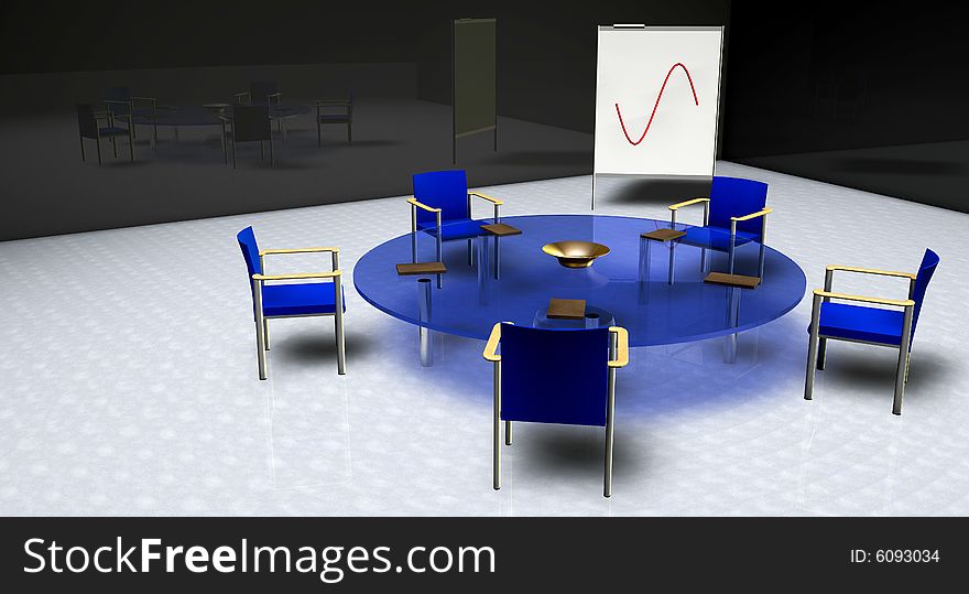 A room with a round table an chairs. A room with a round table an chairs