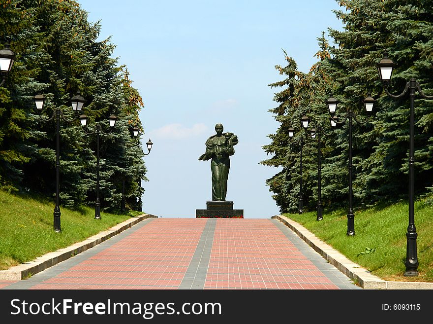 Monument of mother and child in Kanev, Ukraine