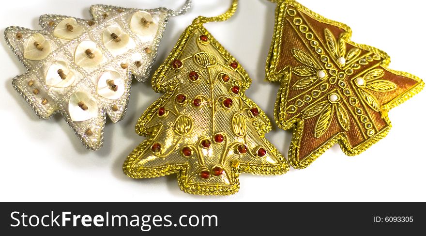 Christmas decorations on white background