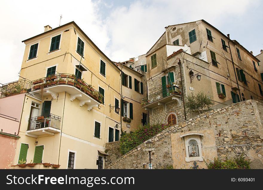Old house situated on Cervo, a small mediaval village of the Liguria. Old house situated on Cervo, a small mediaval village of the Liguria