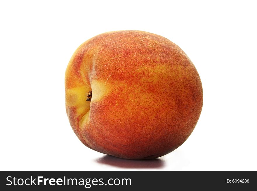 Peach isolated on white background, fresh and juicy