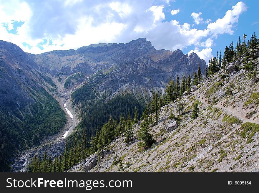 Cory pass hiking trail in banff national park, alberta, canada. Cory pass hiking trail in banff national park, alberta, canada