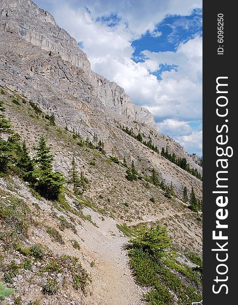 Hiking trail in rocky mountains