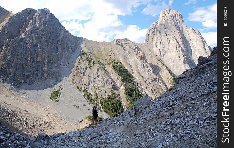 Hiking trail in rocky mountains