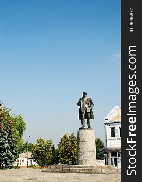 Statue of Lenin in small Ukrainian town