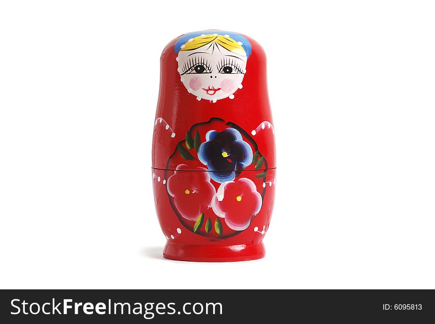 Russian nesting dolls on white backgrounds