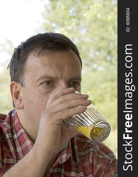 Man with glass of beer