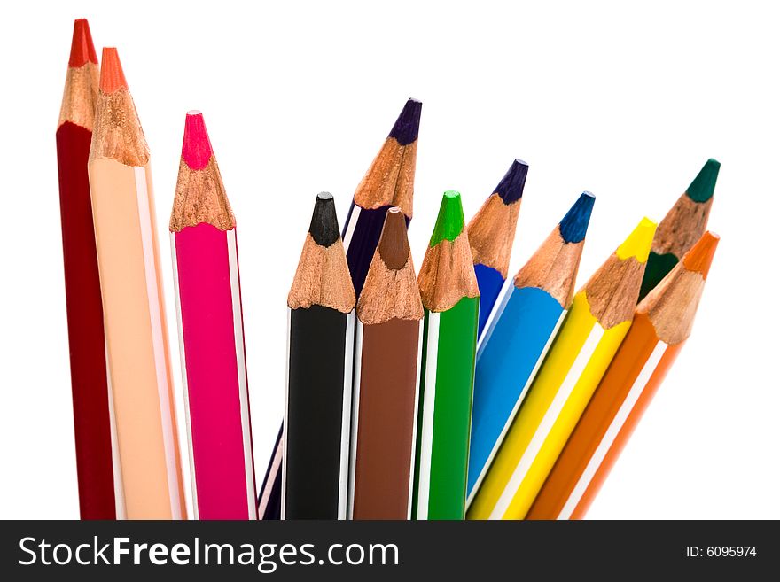 Beautiful color pencils on a white background