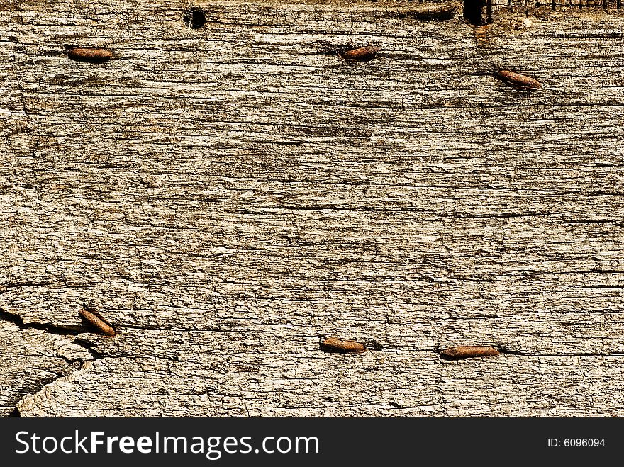 Ancient Wood Texture With Nails
