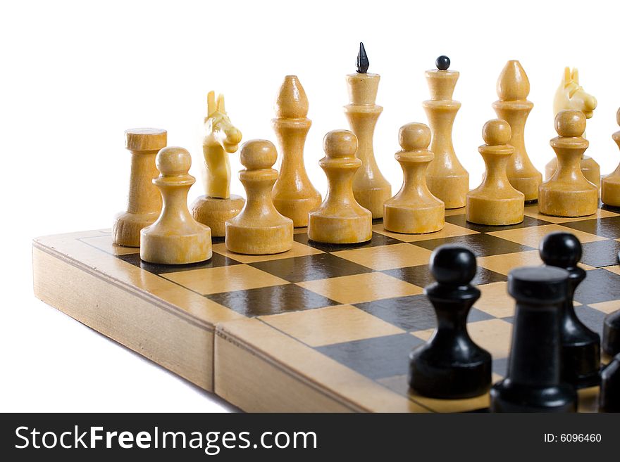 Chess beginning, isolated on white