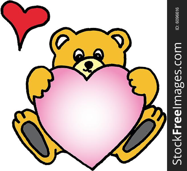 Teddy bear with heart on white background. vector image. profession of love