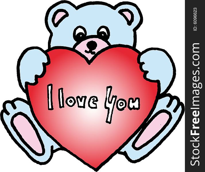 Teddy bear with heart i love you on white background. vector image. profession of love