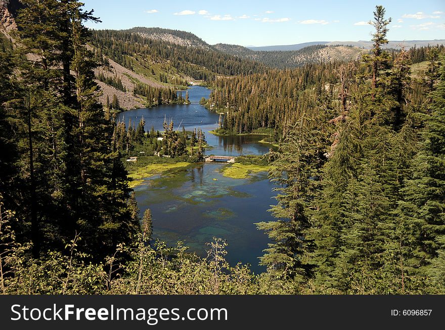 View of lake  in california mountains. View of lake  in california mountains