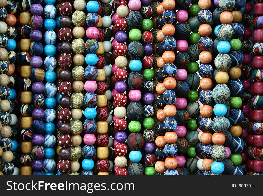 A collection of multi-colored beads