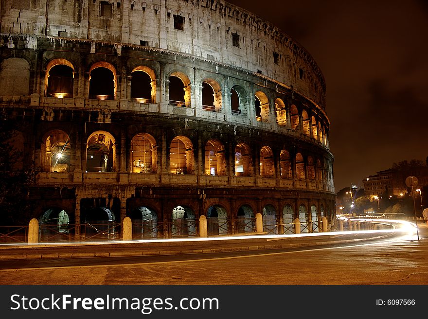 Photo taken of coloseum 2008 using a slow shutter speed at night time.
