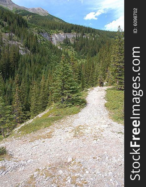 Hiking trail on mountain indefatigable, kananaskis country, alberta, canada. Hiking trail on mountain indefatigable, kananaskis country, alberta, canada