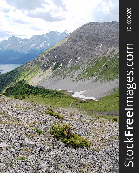 Hiking trails to the top of mountain indefatigable, kananaskis country, alberta, canada. Hiking trails to the top of mountain indefatigable, kananaskis country, alberta, canada