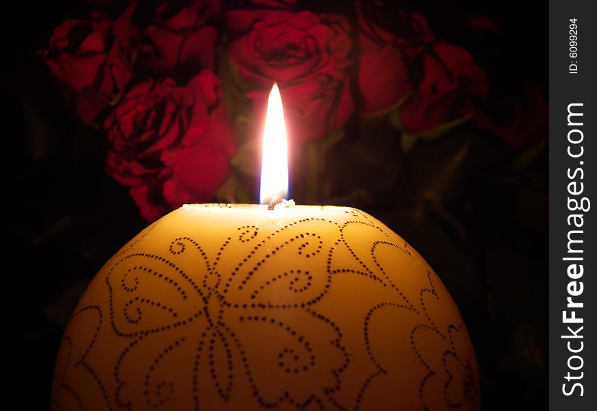 Candle With Roses