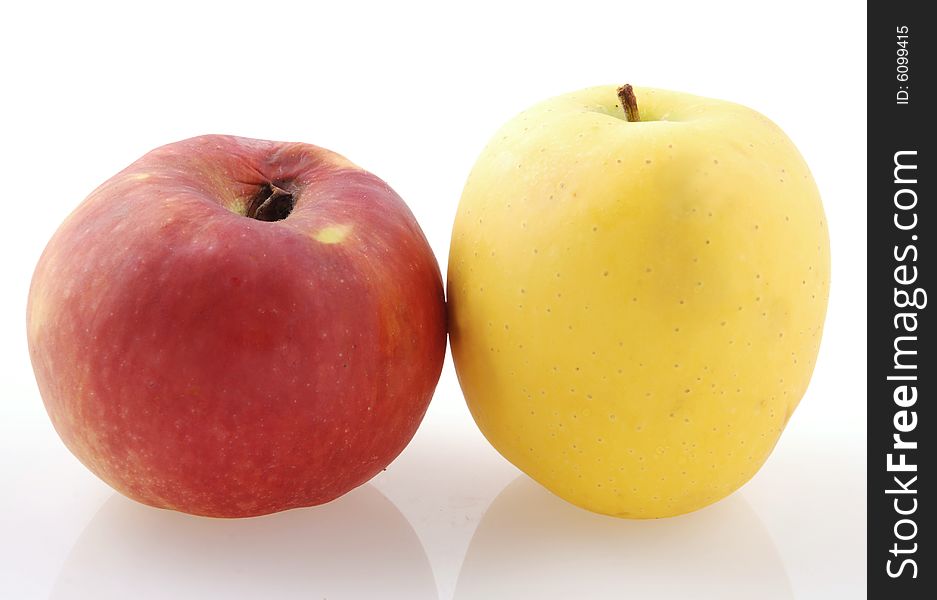 Shoot of an isolated red and yellow apple. Shoot of an isolated red and yellow apple