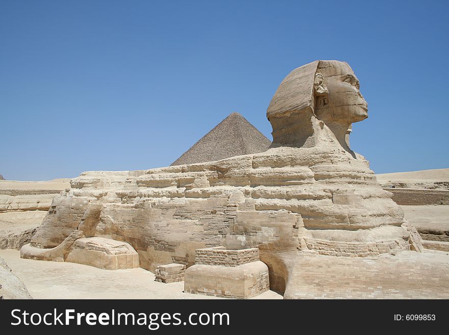 The Sphynx near the pyramids in gaza. The Sphynx near the pyramids in gaza