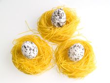 Three Eggs On Pasta Nests Stock Image Three Eggs On Pasta Nests Stock Image