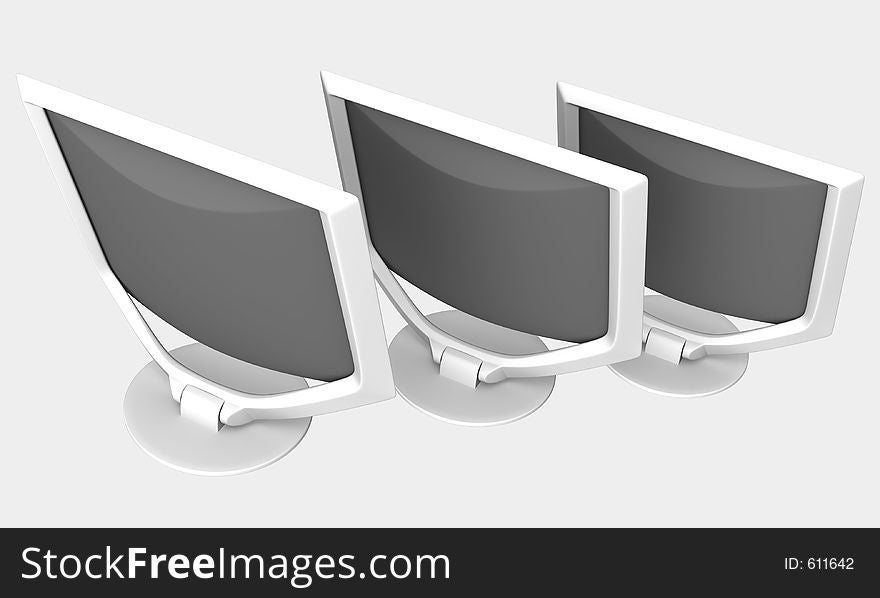 Rendered LCD monitors standing in line. Rendered LCD monitors standing in line