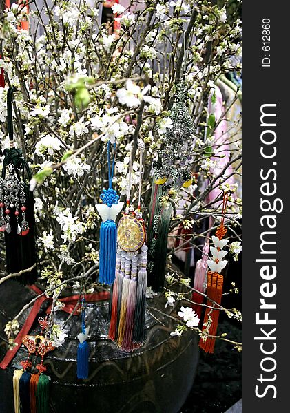 Oriental tree decorated with ornaments