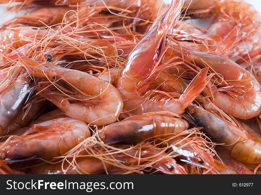 A lot of red prawns. A lot of red prawns