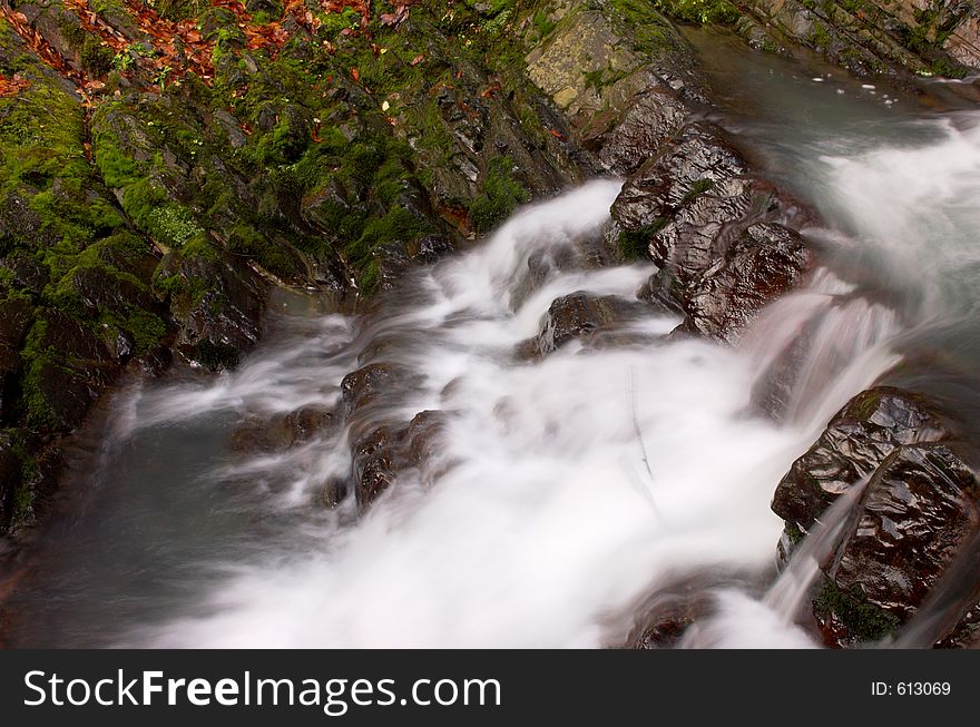 Cascade steps and moss